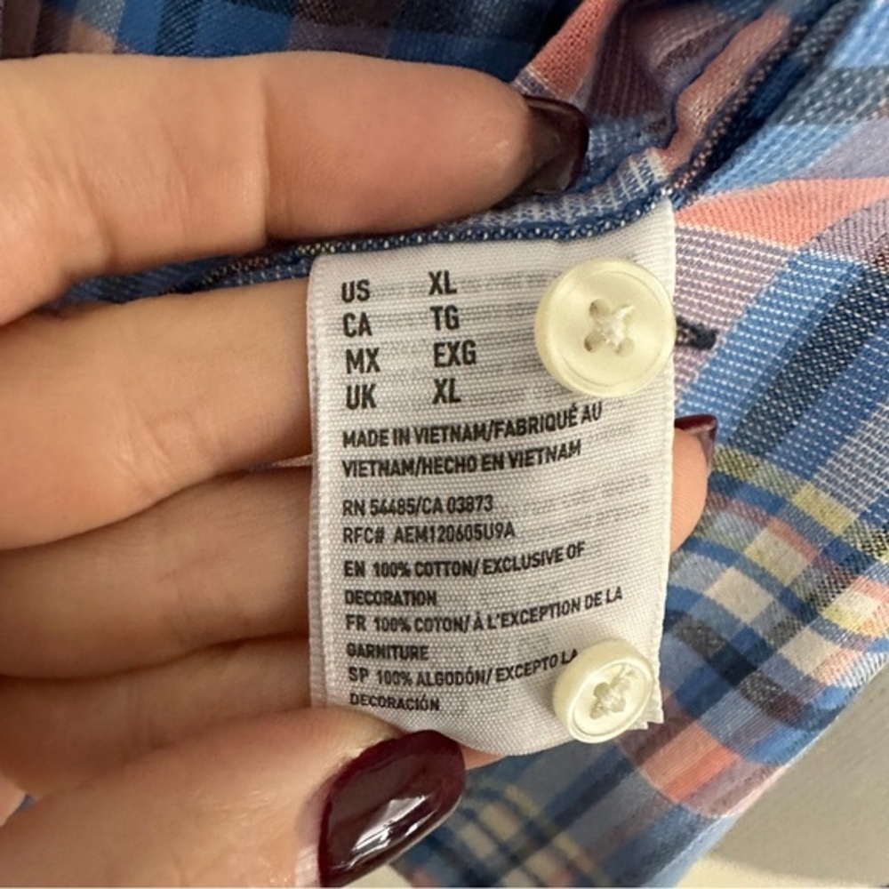 American Eagle Outfitters Casual Button Down Shirt Classic Fit Plaid Size XL EUC - Picture 4 of 5